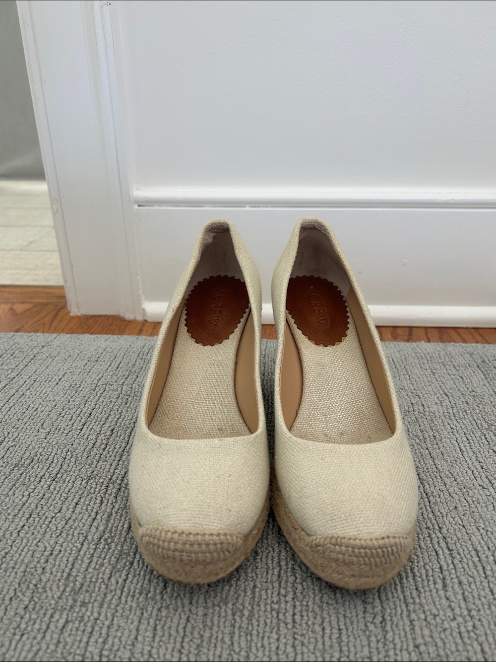 J. Crew Cream Canvas Espadrille Wedges excellent condition